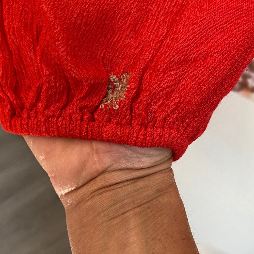Free People Red Embroidered Long Sleeve Dress worn once - Picture 6 of 13